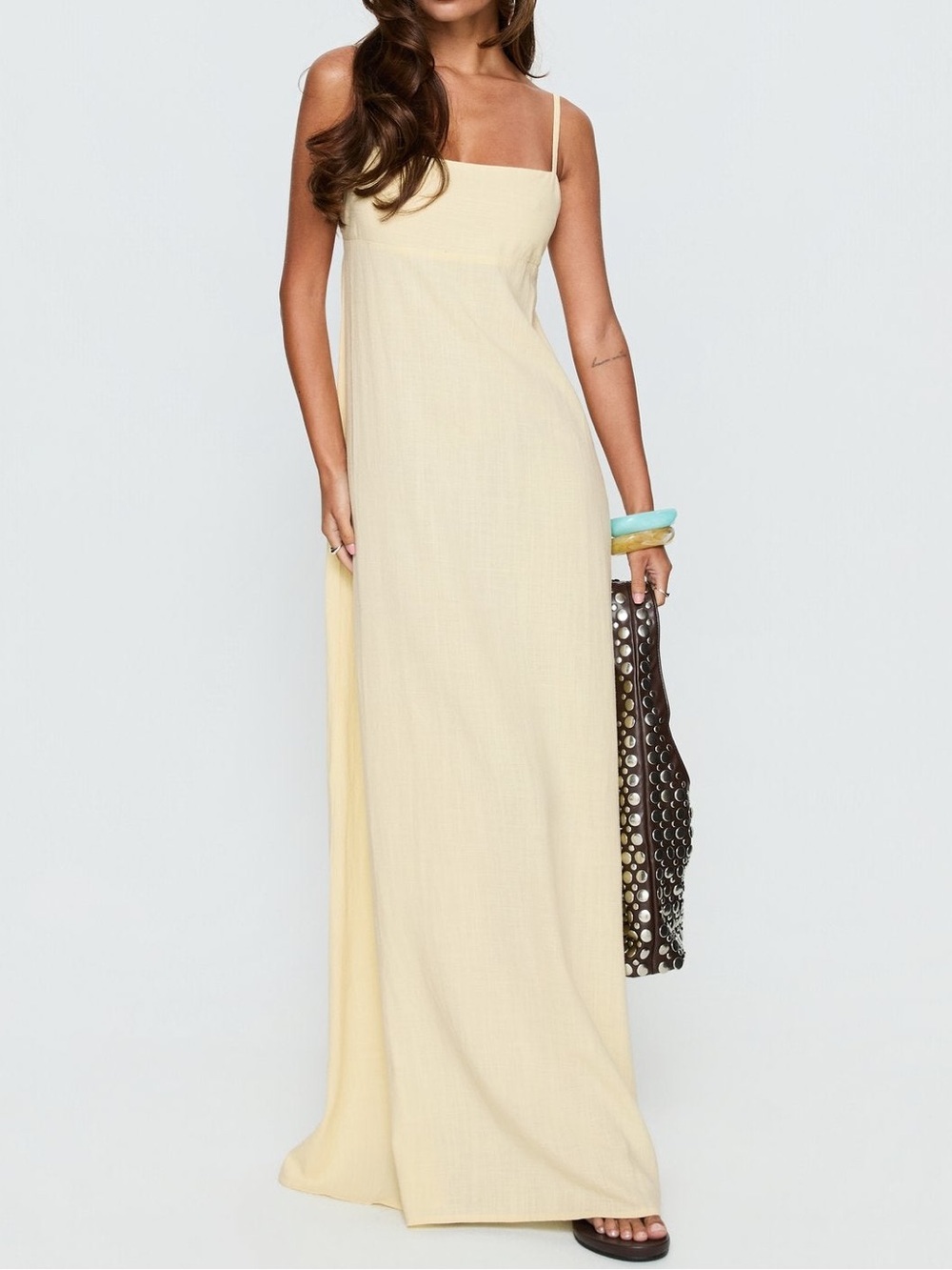 Princess Polly Solie Tie Back Maxi Dress Butter Sz 4